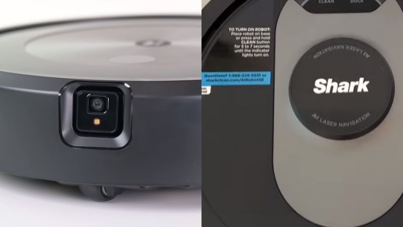 Roomba J7+ uses front camera while Shark AI Ultra uses lidar laser