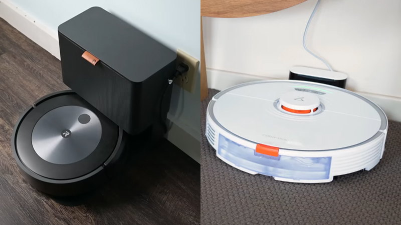 the roomba j7+ comes with a clean base (left)
