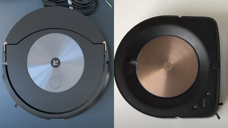 the roomba s9+ (right) is the only roomba with a d-shaped frame